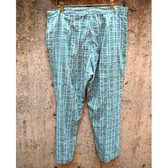 Vintage Green & White Plaid Pants – Lightweight Cotton Blend – Size Medium - Picture 3 of 3
